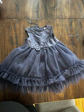 Janie and Jack Navy Blue Tulle Bow Formal Dress